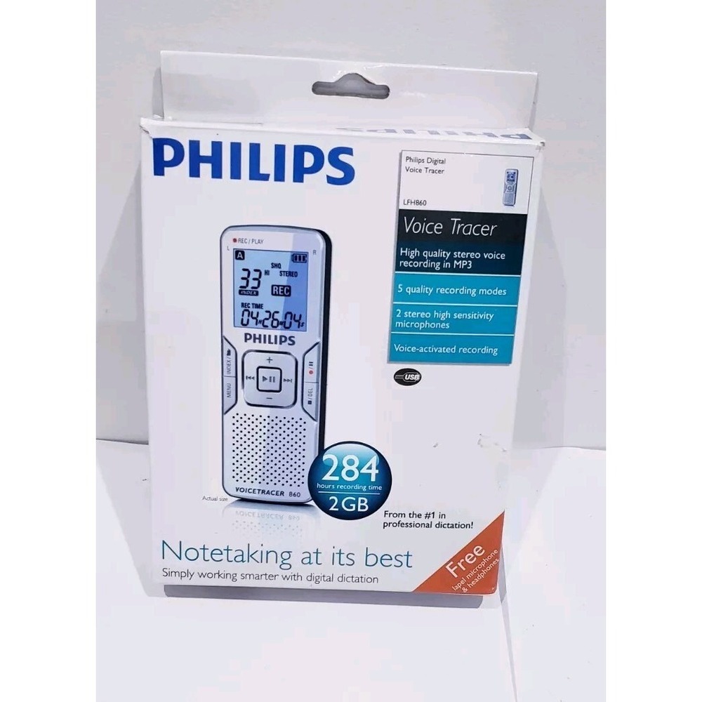 Phillips Voice Tracer  LFH860 - 2GB  Silver - Works